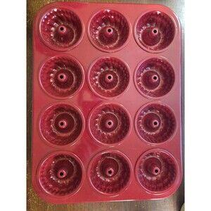 Red Mini Bundt Cake Nonstick Heavy Aluminum Mold- Makes 3" round cakes